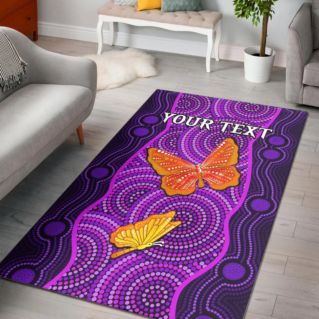 custom-personalised-aboriginal-dot-area-rug-butterfly-natural-beauty