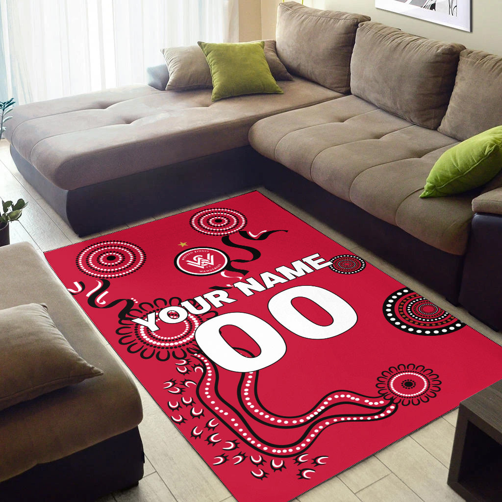 custom-personalised-western-sydney-wanderers-area-rug-indigenous-dot-painting-art