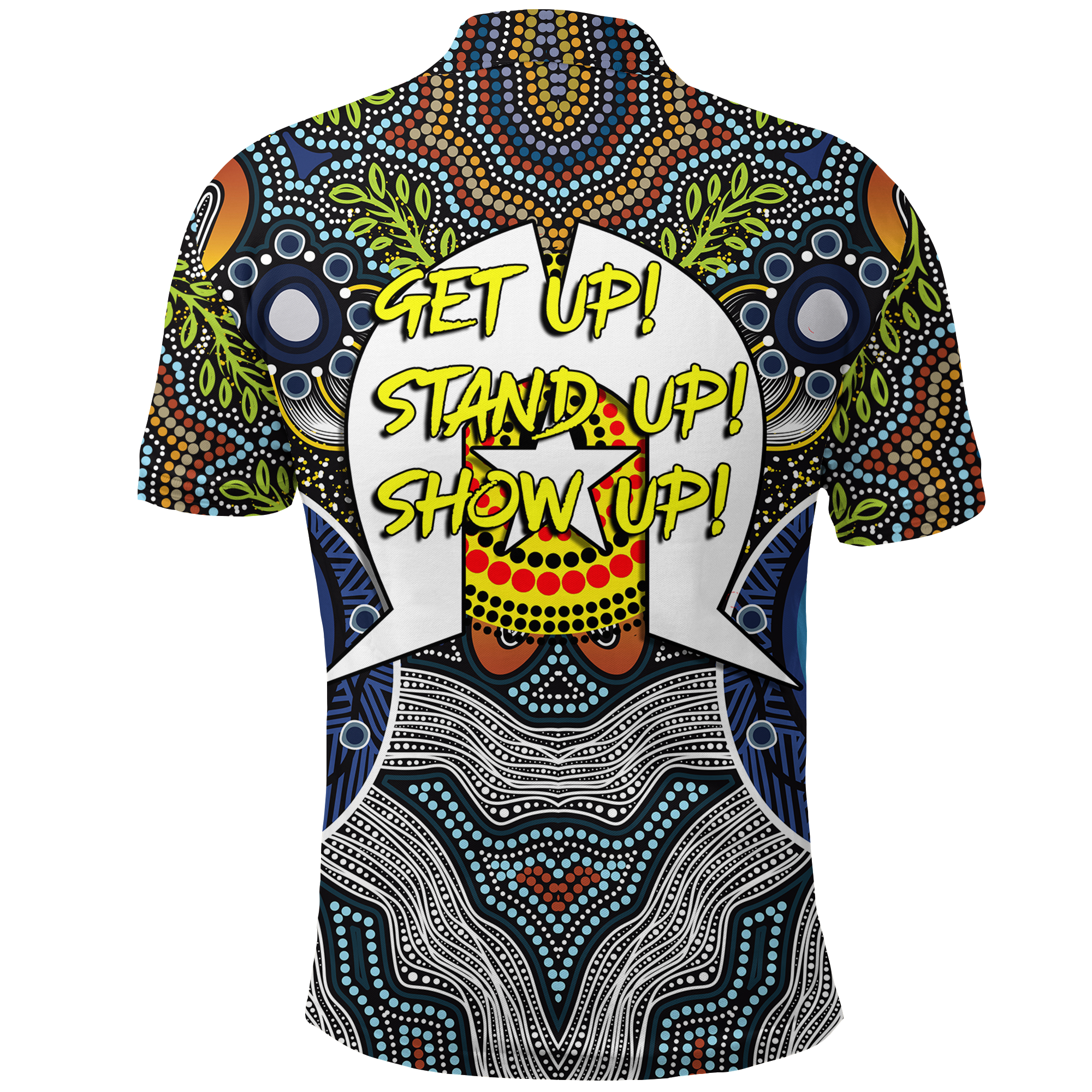 naidoc-week-2022-get-up-stand-up-show-up-aboriginal-dot-art-polo-shirt