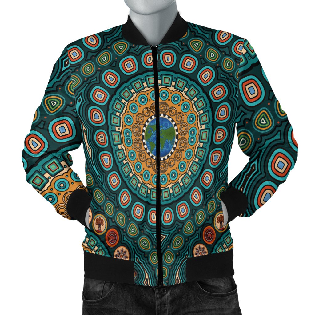 womens-bomber-jacket-aboriginal-green-dot-painting-with-earth