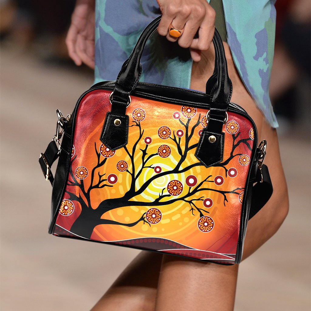 Aboriginal Shoulder Handbags - Tree In Spring Season - Vibe Hoodie