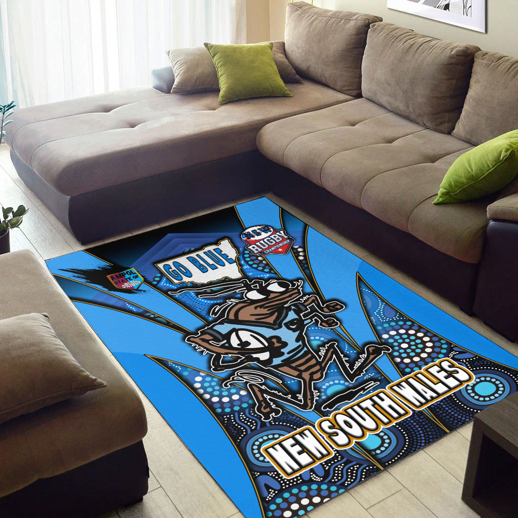 new-south-wales-rugby-league-team-area-rug-new-south-wales-blues-mascot-with-aboriginal-art-state-of-origin-area-rug