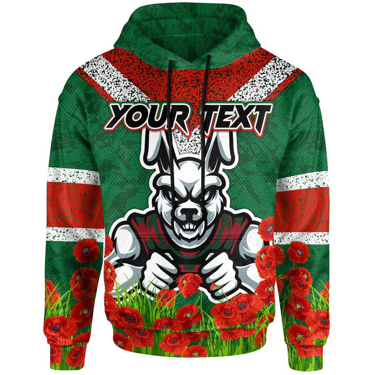 rabbitohs-rugby-hoodie-custom-souths-with-anzac-poppy-hoodie