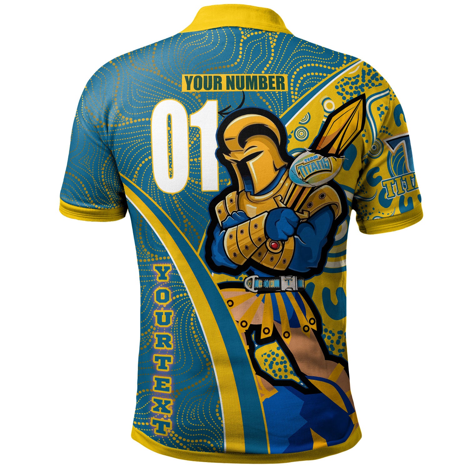 titans-rugby-polo-shirt-custom-gold-coast-titans-pride-mascot-with-aboriginal-culture-player-and-number-polo-shirt