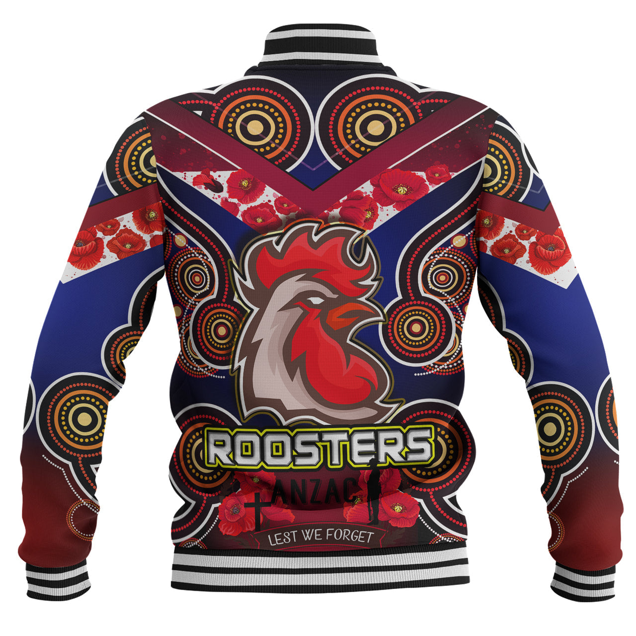 https-aussievibes-co-roosters-rugby-baseball-jacket-aboriginal-rooster-anzac-day-lest-we-forget-with-poppy-flower-patterns-baseball-jacket