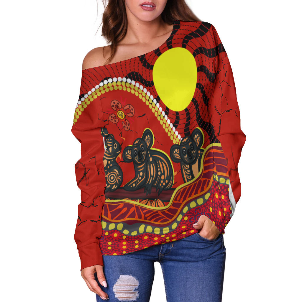 Aboriginal Koala Painting Women Off Shoulder Sweater