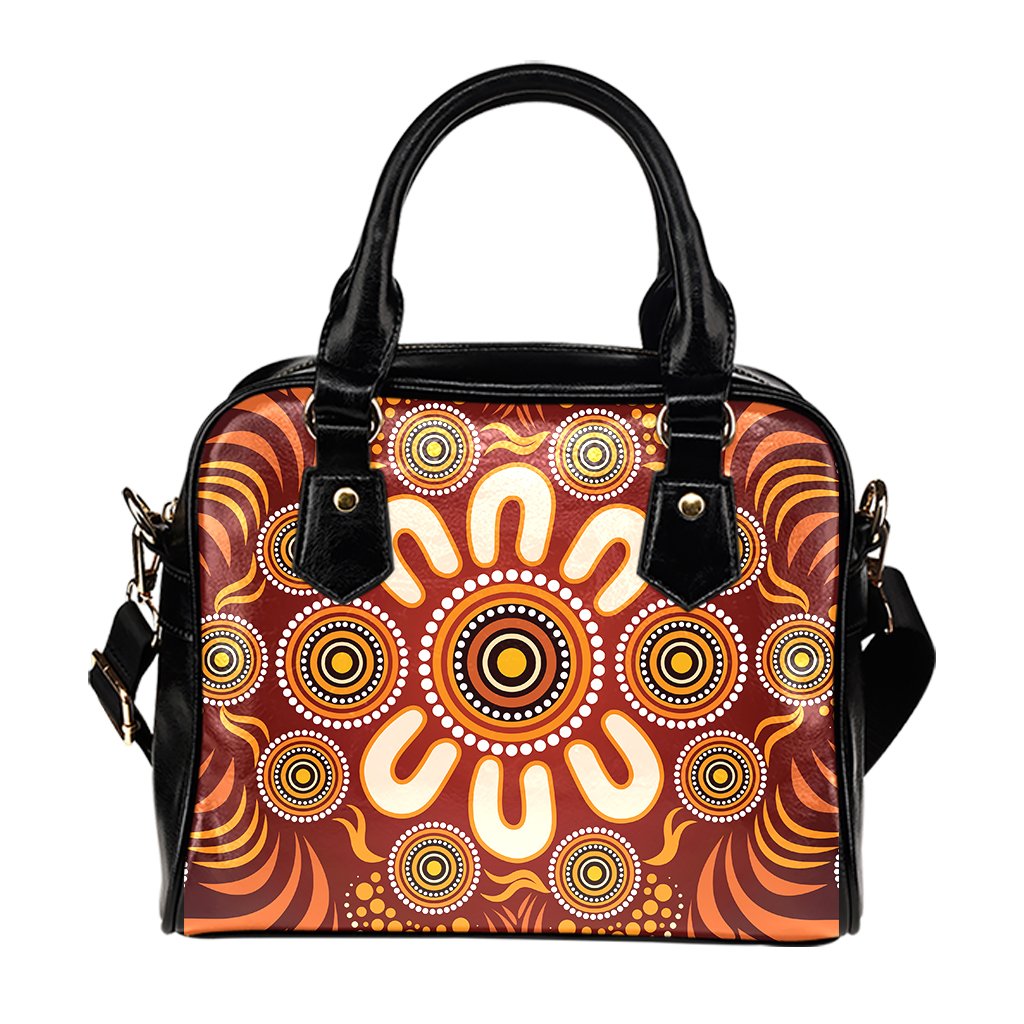 Aboriginal Shoulder Handbag - Circle Flowers Patterns Ver03 - Vibe Hoodie