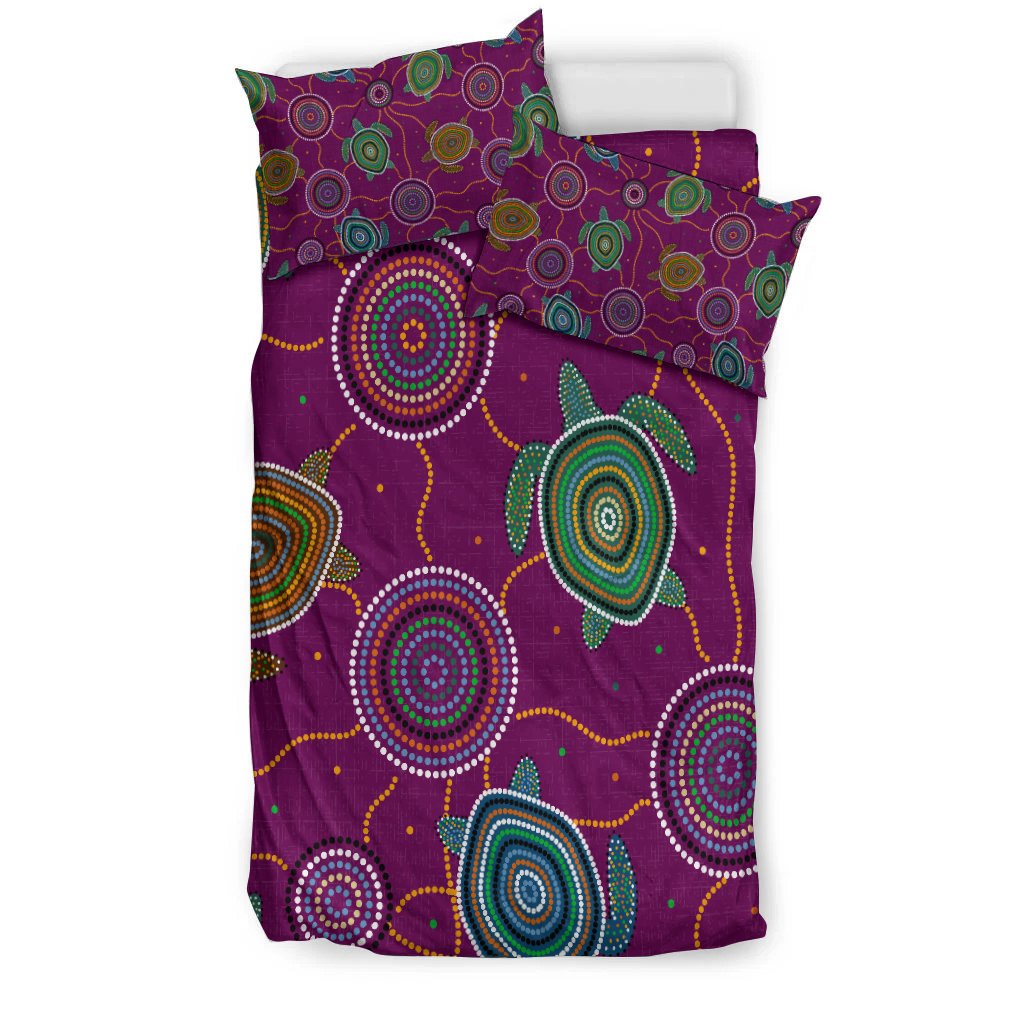 bedding-set-aboriginal-turtle-purple-australia-dot-patterns