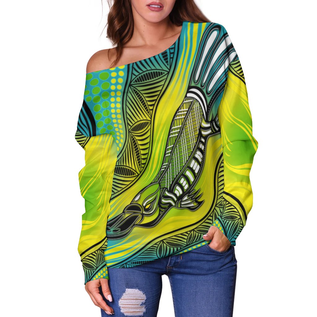 Women Off Shoulder - Aboriginal Platypus - Vibe Hoodie