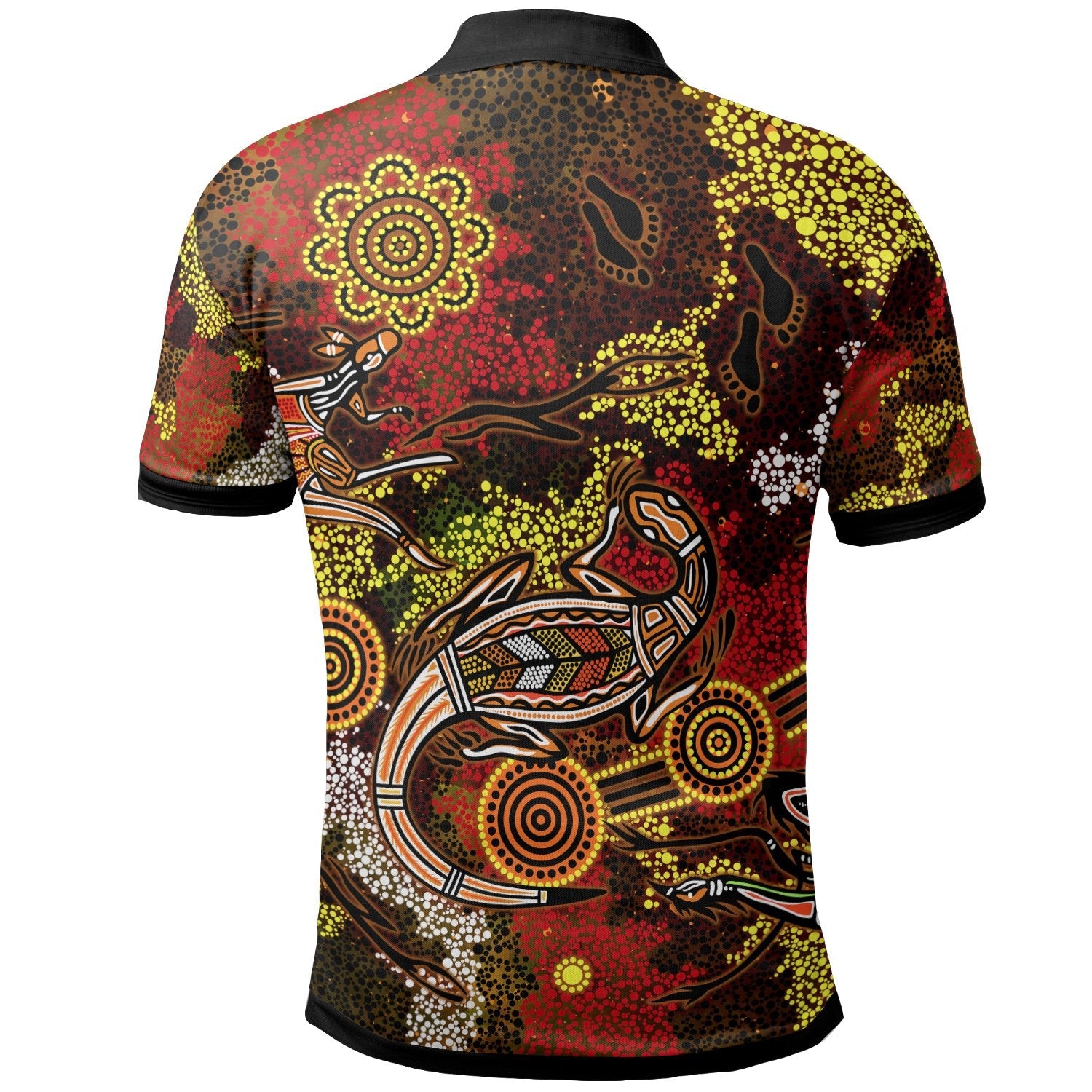 aboriginal-polo-shirts-kangaroo-and-lizard-dot-painting-art