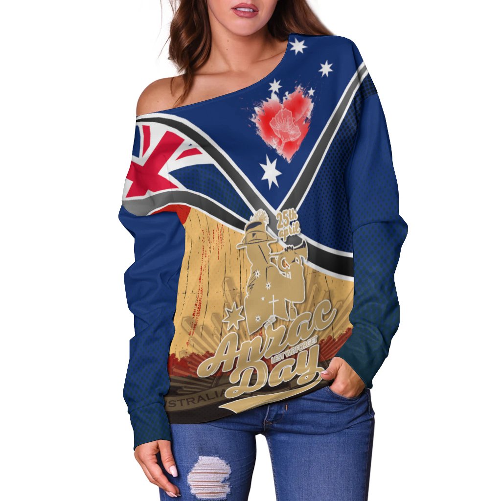 Women Off Shoulder - Anzac Lest We Forget - Vibe Hoodie