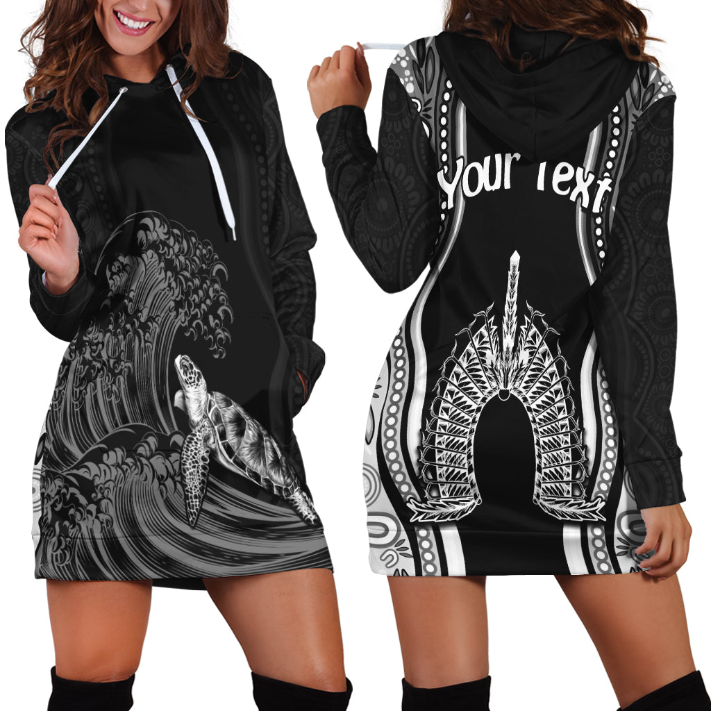 custom-personalised-torres-strait-islands-hoodie-dress-the-dhari-mix-aboriginal-turtle-version-black