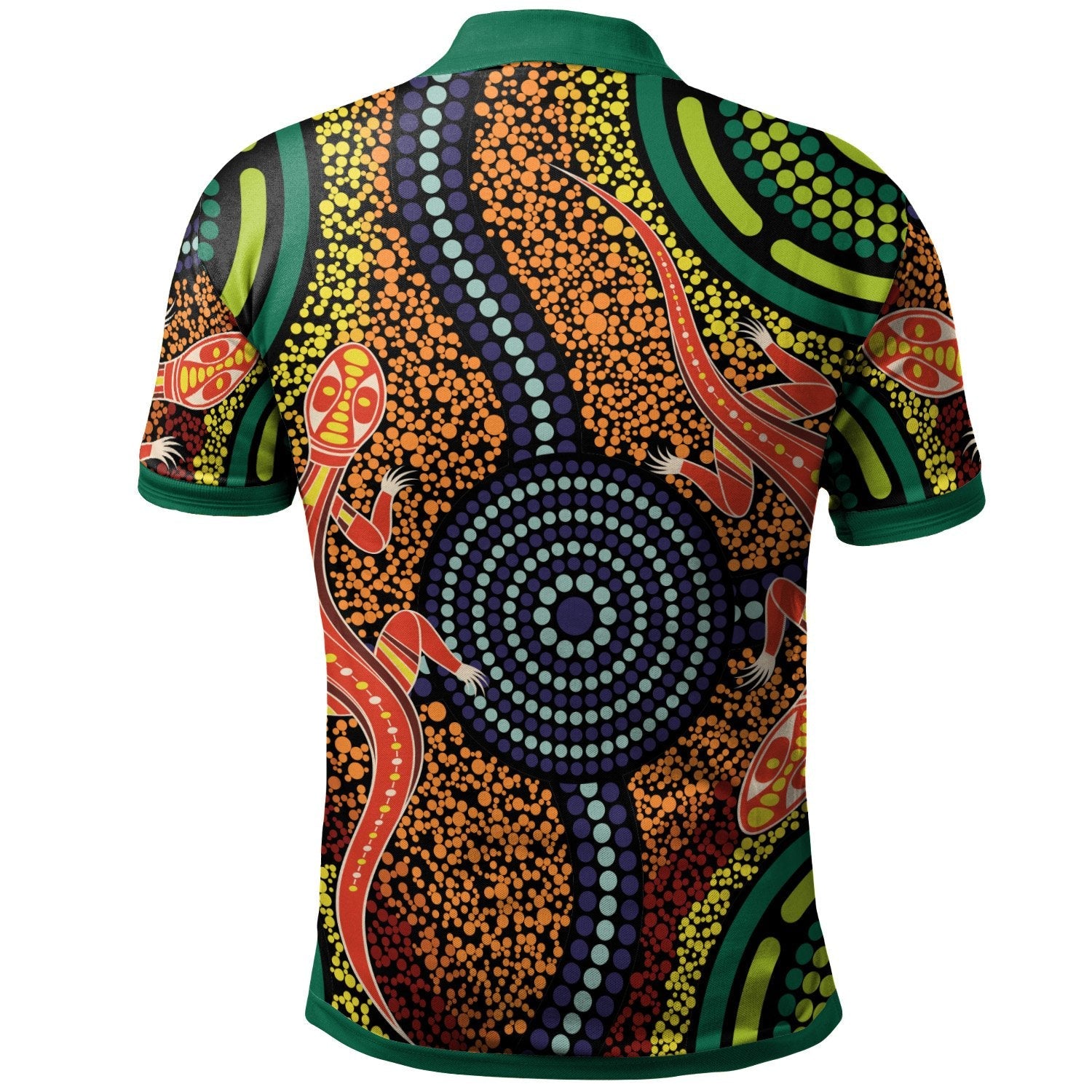 aboriginal-polo-shirt-aboriginal-two-lizards-dot-painting-circle