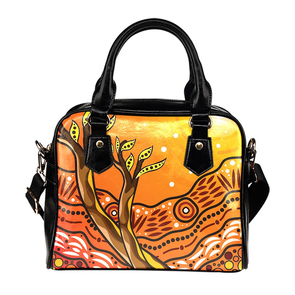 Aboriginal Shoulder Handbag - Tree On The Hill - Vibe Hoodie