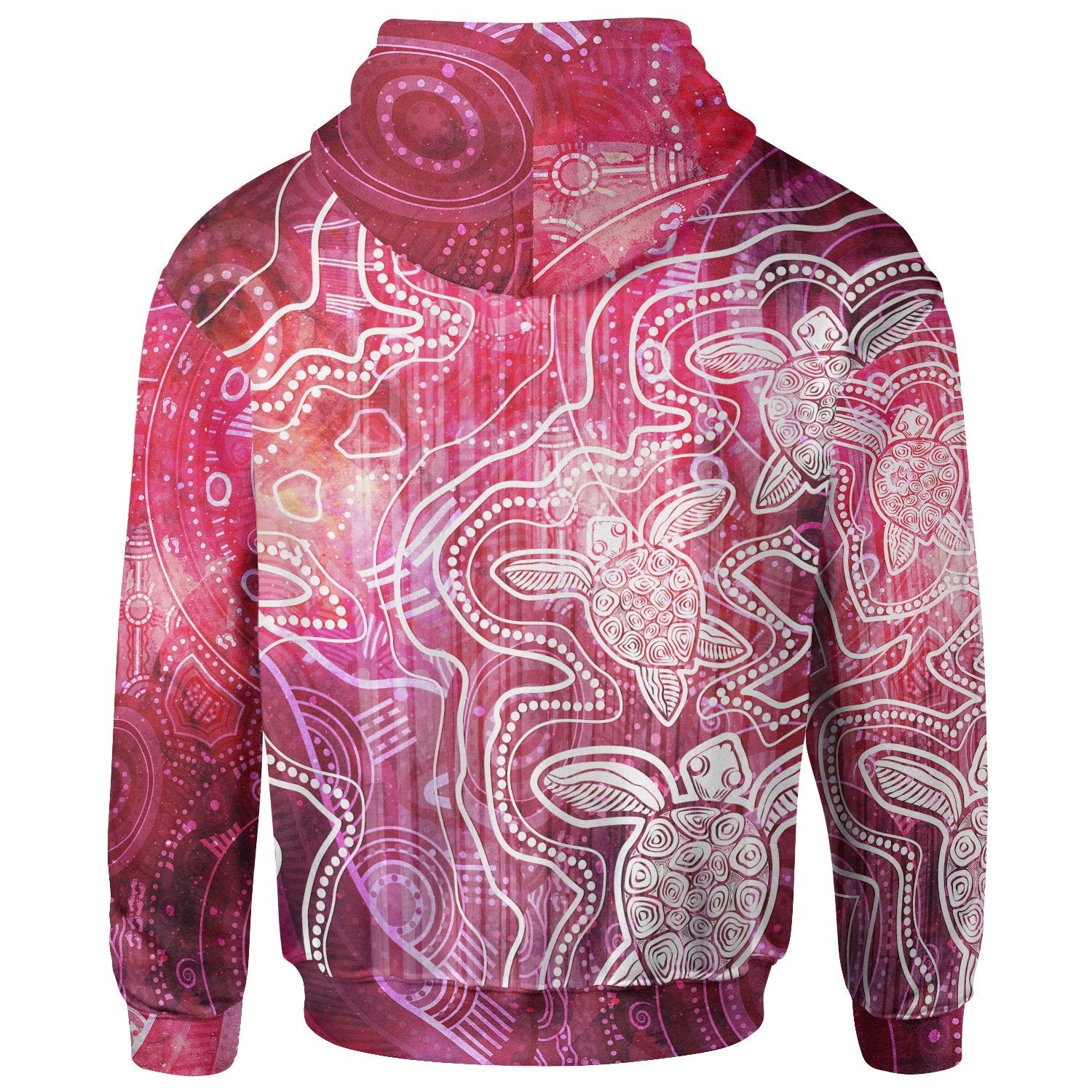 aboriginal-hoodie-sea-turtle-with-indigenous-patterns-pink