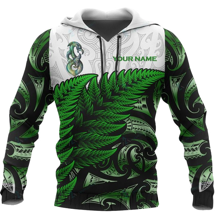 custom-personalised-aotearoa-hoodie-maori-fern-green