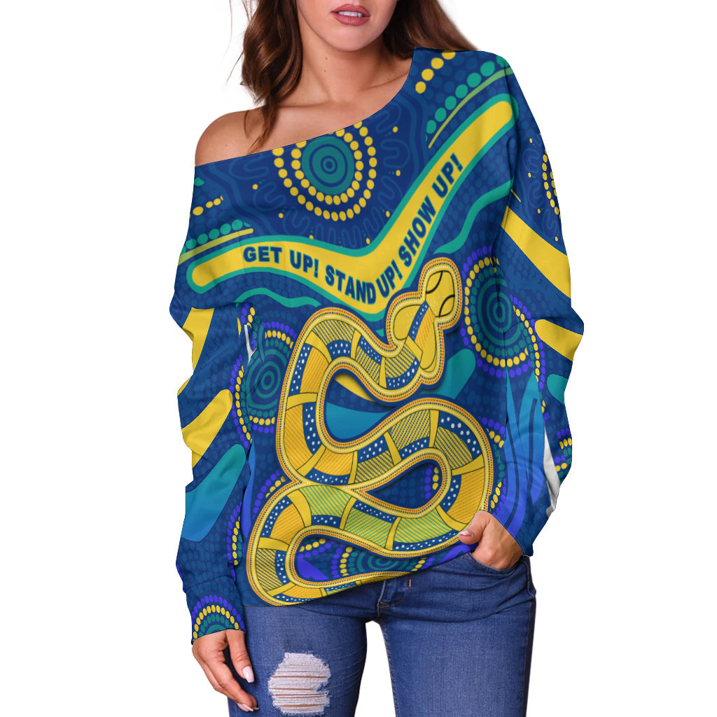 (Custom Personalised) Eels NAIDOC Week 2022 Women Off Shoulder Sweater Aboriginal Get Up LT13