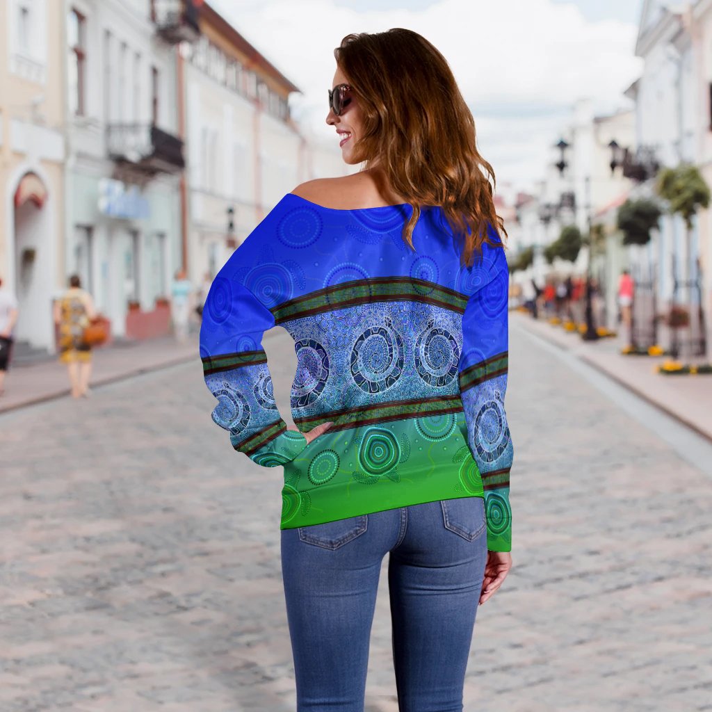 Women Off Shoulder - Turtle With Dhari Mask Snake Patterns- - Vibe Hoodie