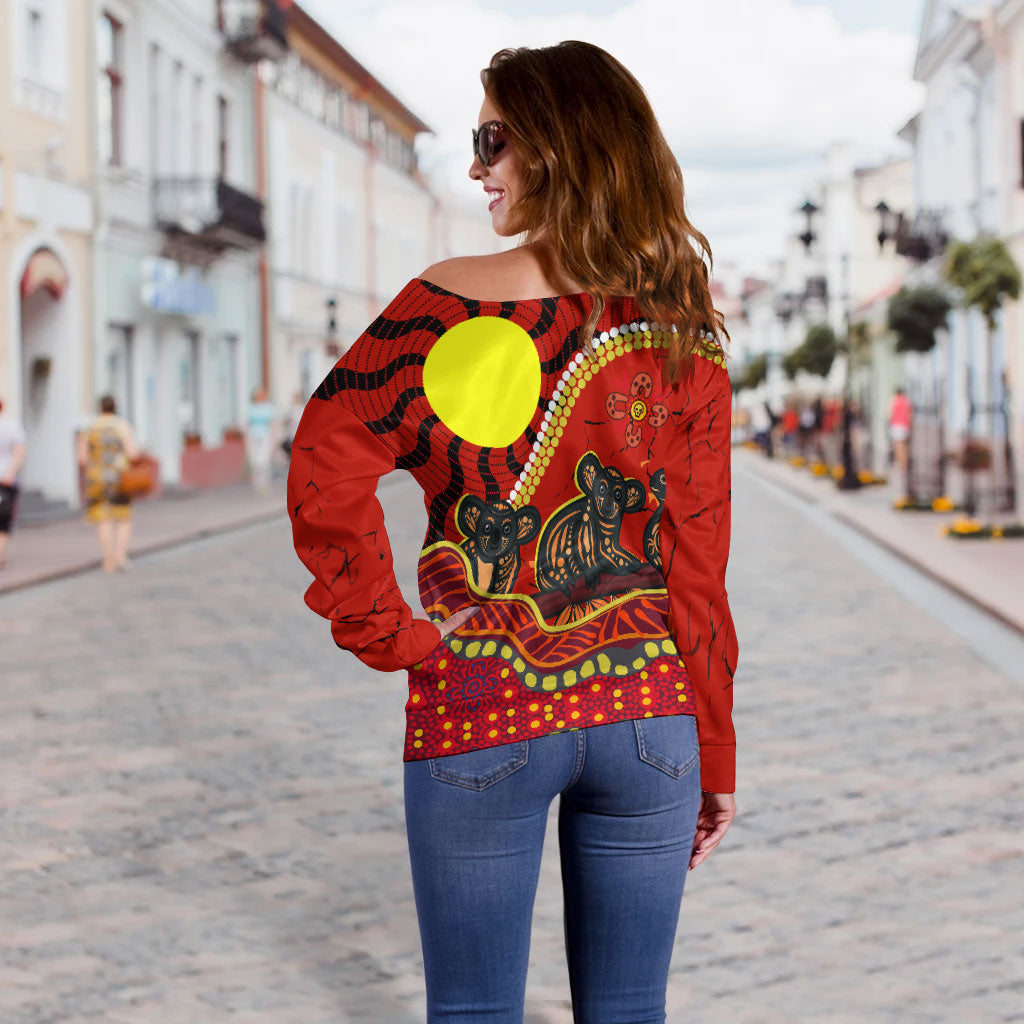 Aboriginal Koala Painting Women Off Shoulder Sweater