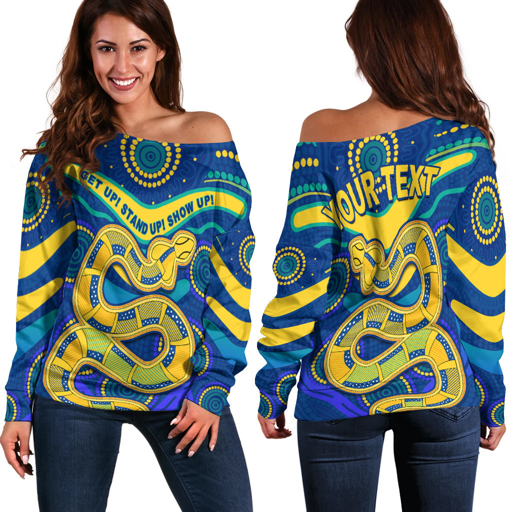 (Custom Personalised) Eels NAIDOC Week 2022 Women Off Shoulder Sweater Aboriginal Get Up LT13