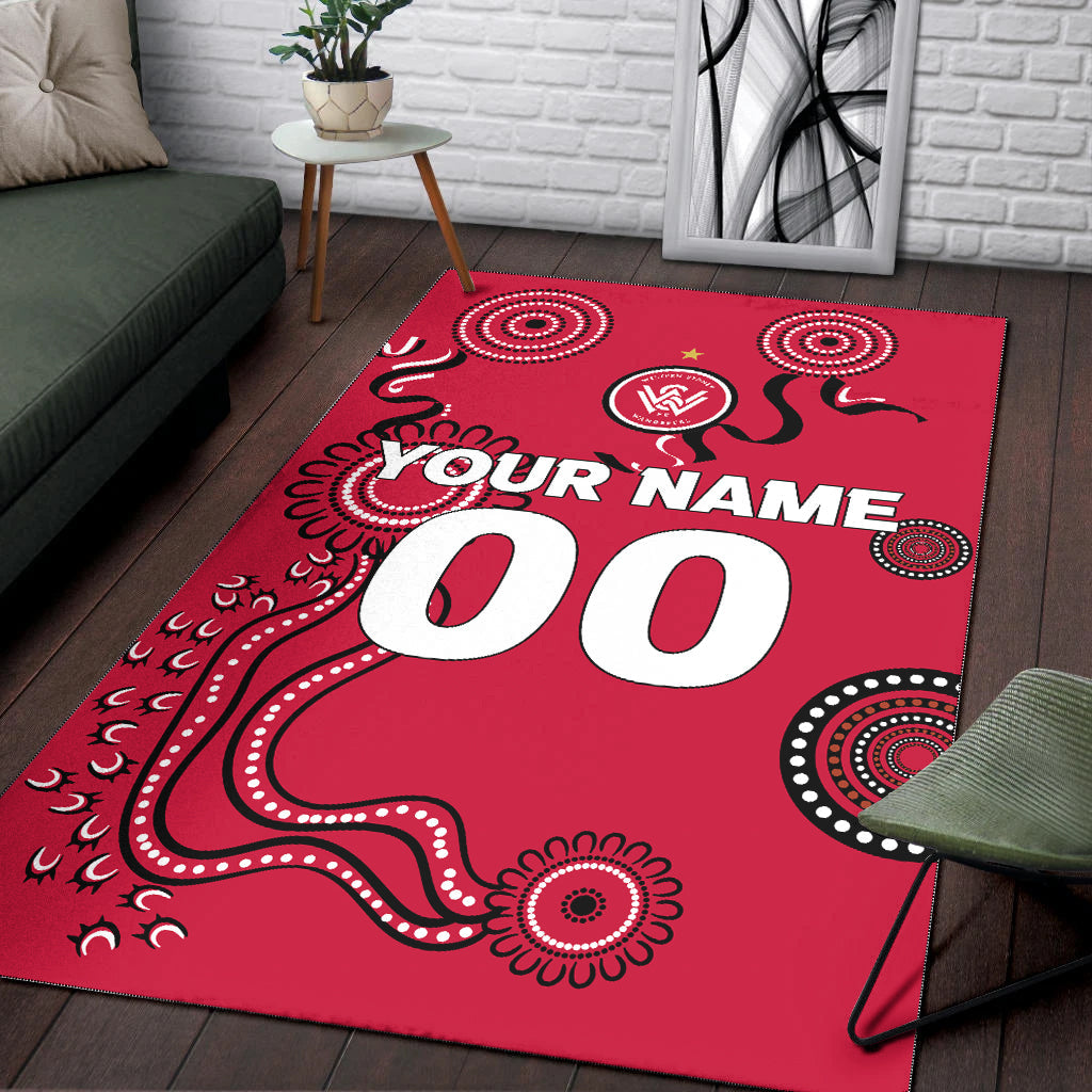 custom-personalised-western-sydney-wanderers-area-rug-indigenous-dot-painting-art