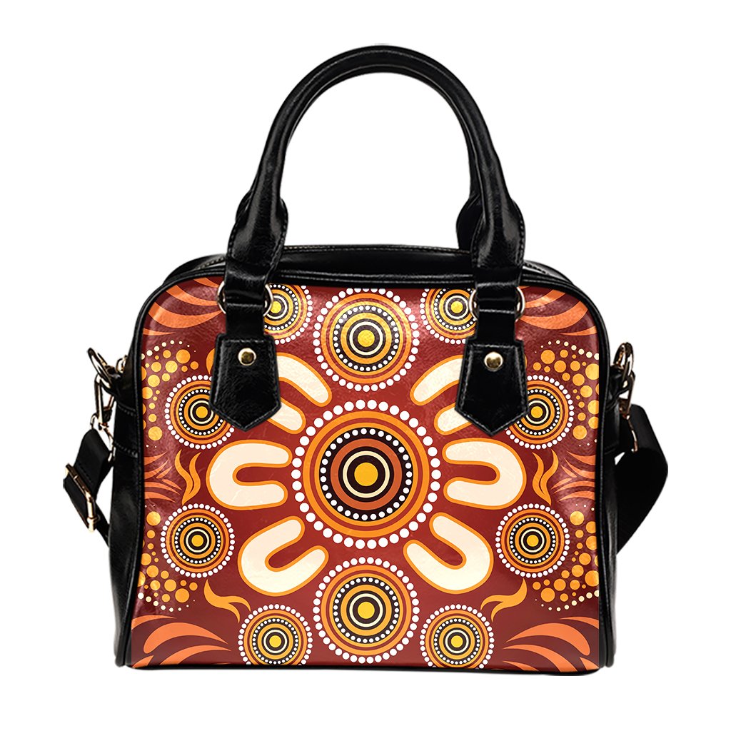 Aboriginal Shoulder Handbags - Circle Flowers Patterns Ver02 - Vibe Hoodie