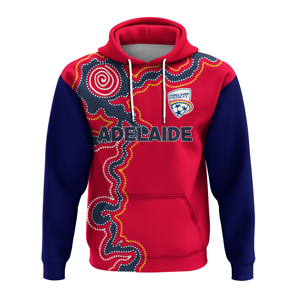 custom-personalised-adelaide-united-hoodie-indigenous-dot-painting-art