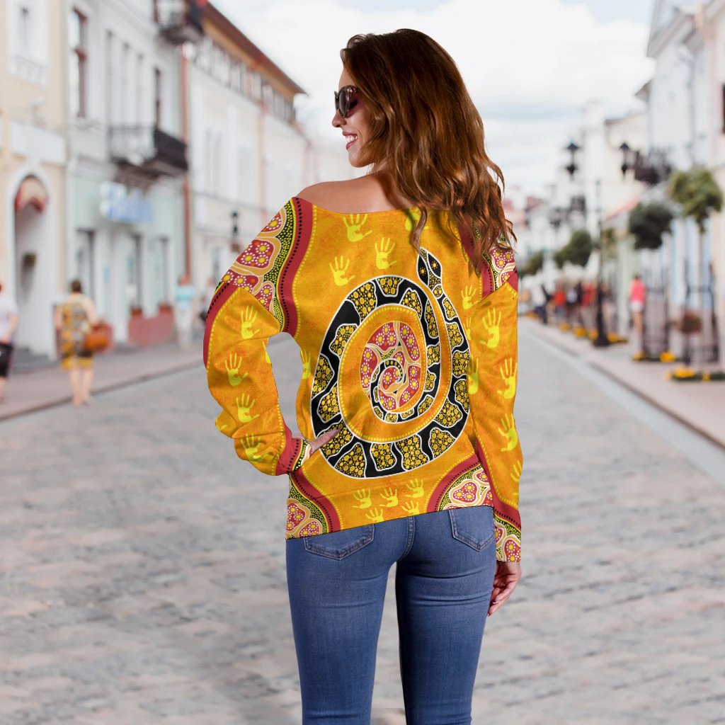 Women Off Shoulder - Aboriginal Unique Style Snake Orange Color 2021 - Vibe Hoodie