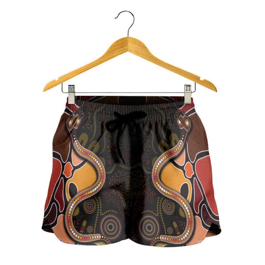 Women Shorts - Aboriginal Snake With Dot Painting - Vibe Hoodie