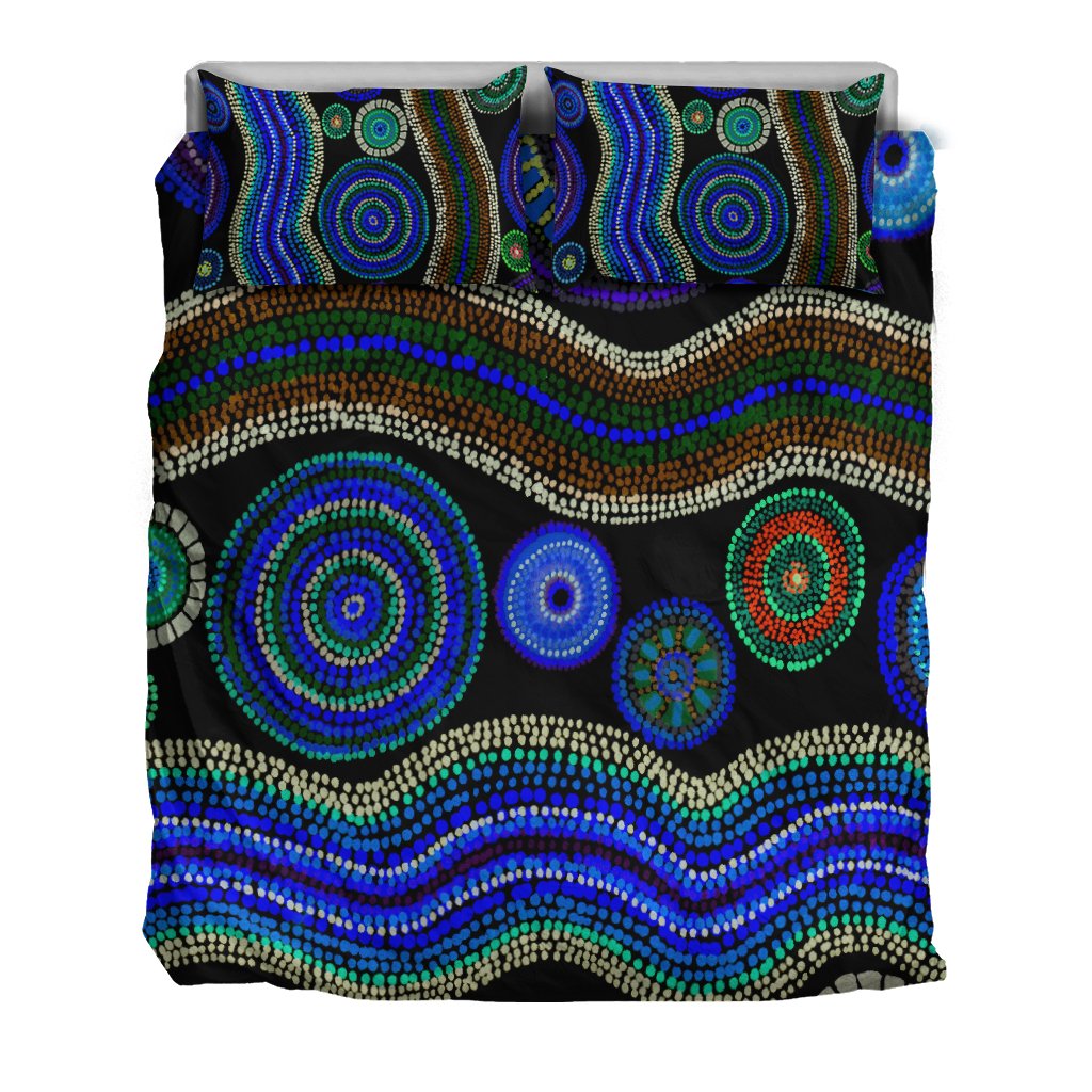 bedding-set-aboriginal-dot-unique-style-blue