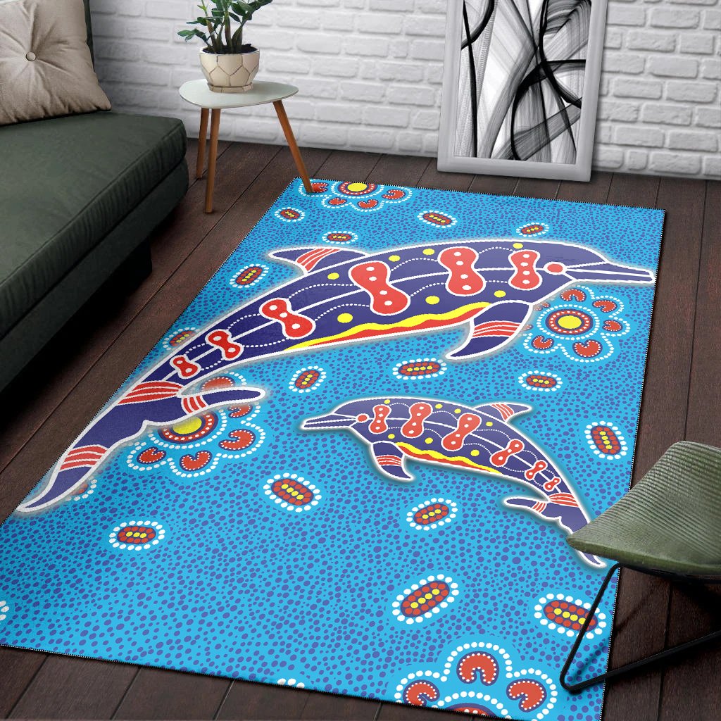 aboriginal-area-rug-dreamtime-dolphin-aboriginal-style