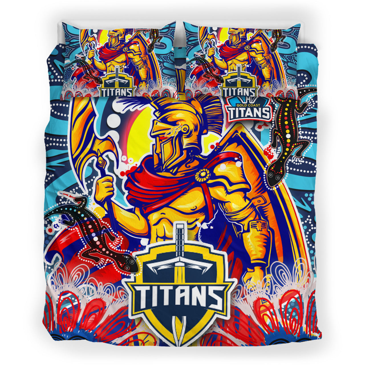 titans-aboriginal-custom-rugby-bedding-set-the-indigenous-titans-warriors-with-aboriginal-lizard-and-sun