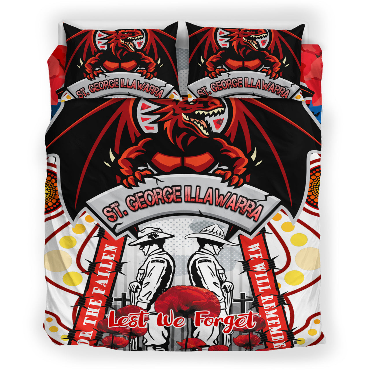 st-george-rugby-anzac-day-watercolour-custom-bedding-set-remembrance-dragons-with-poppy-flower