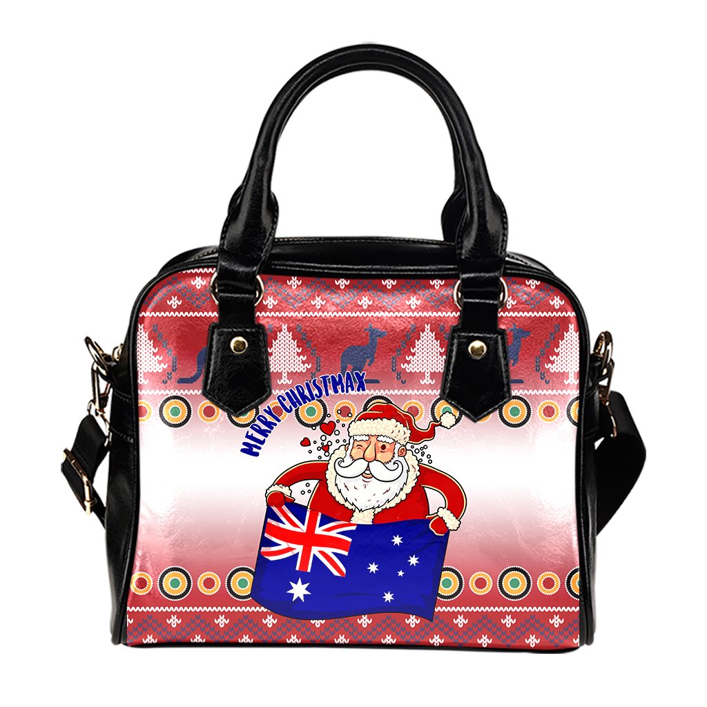 Christmas Shoulder Handbags - Australia Santa Claus Hold The Flag ( Red) - Vibe Hoodie