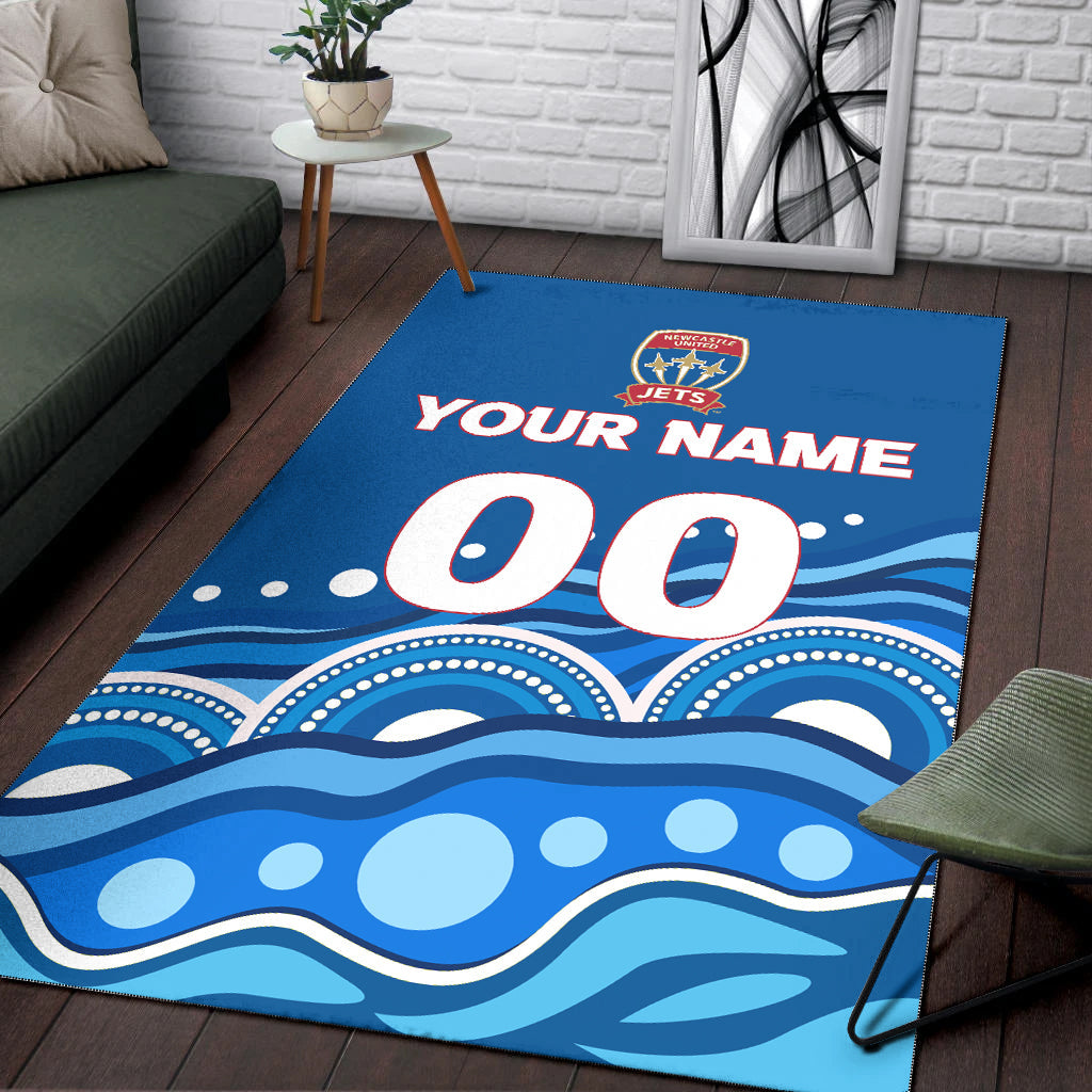 custom-personalised-newcastle-jets-area-rug-indigenous-dot-painting-art