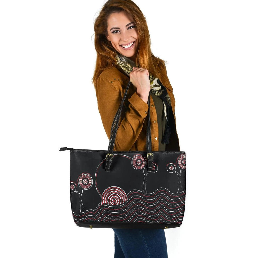 large-leather-tote-bag-aboriginal-pattern-black-style