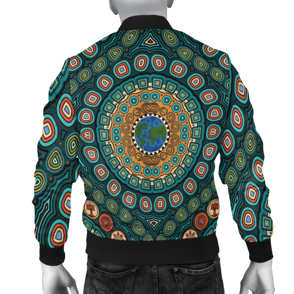 womens-bomber-jacket-aboriginal-green-dot-painting-with-earth