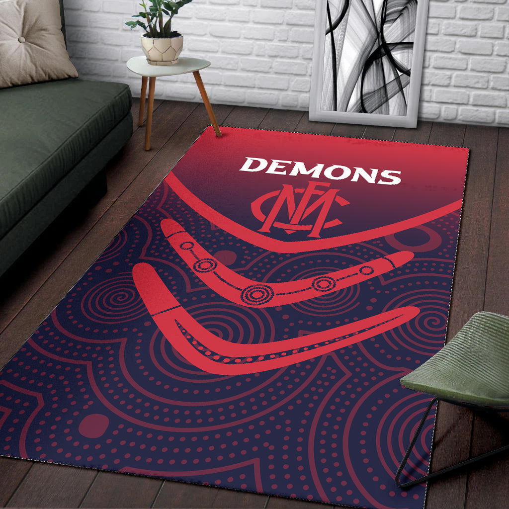 melbourne-demons-area-rug-aboriginal-dot-painting