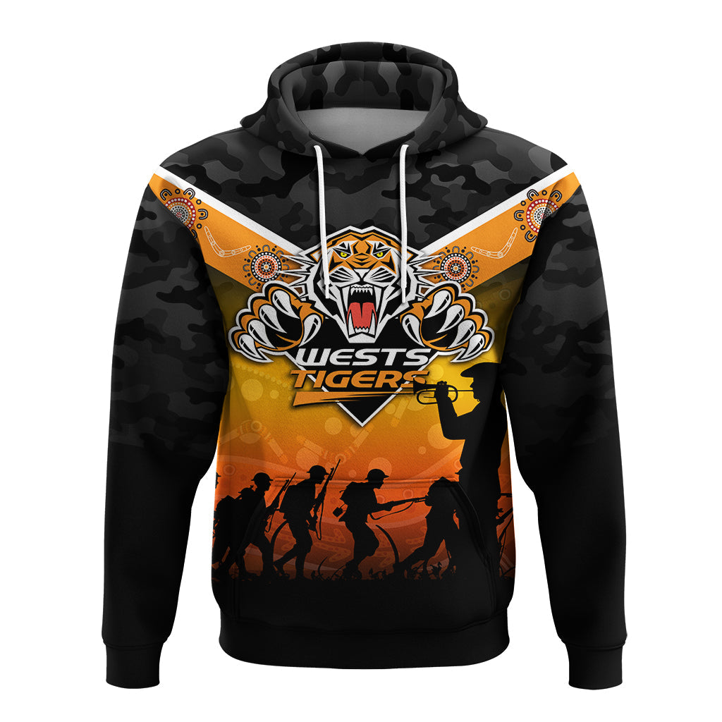 Wests Tigers Anzac Day Indigenous Art Hoodie - LT12