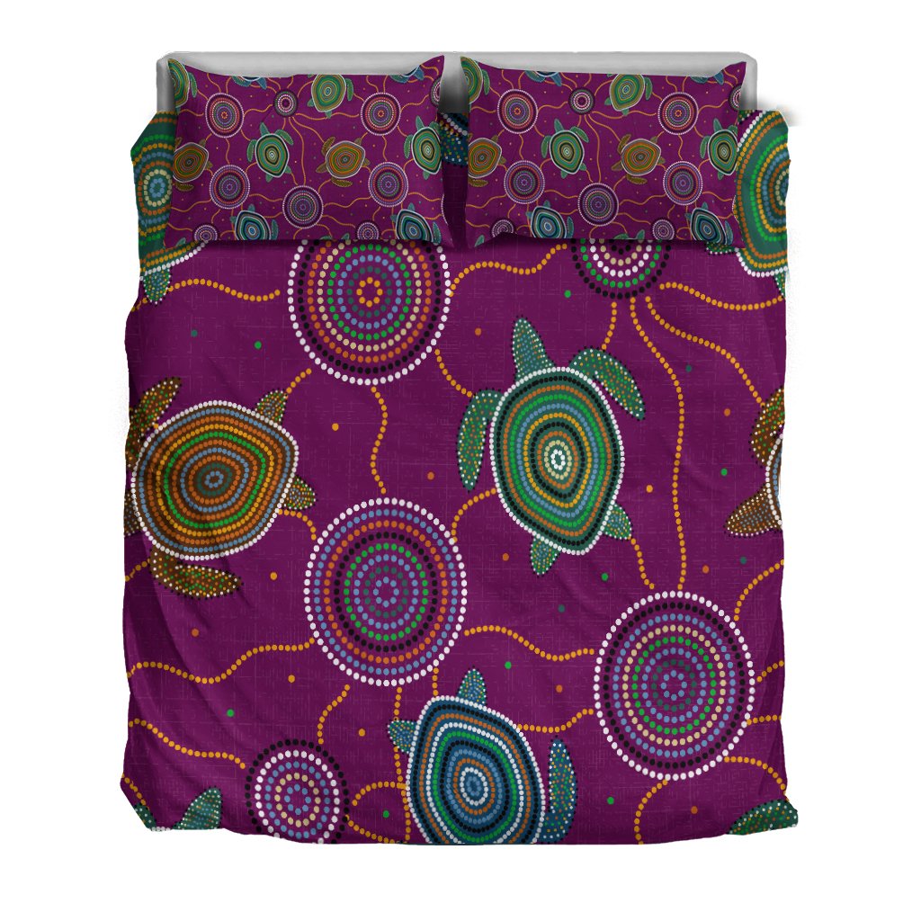 bedding-set-aboriginal-turtle-purple-australia-dot-patterns