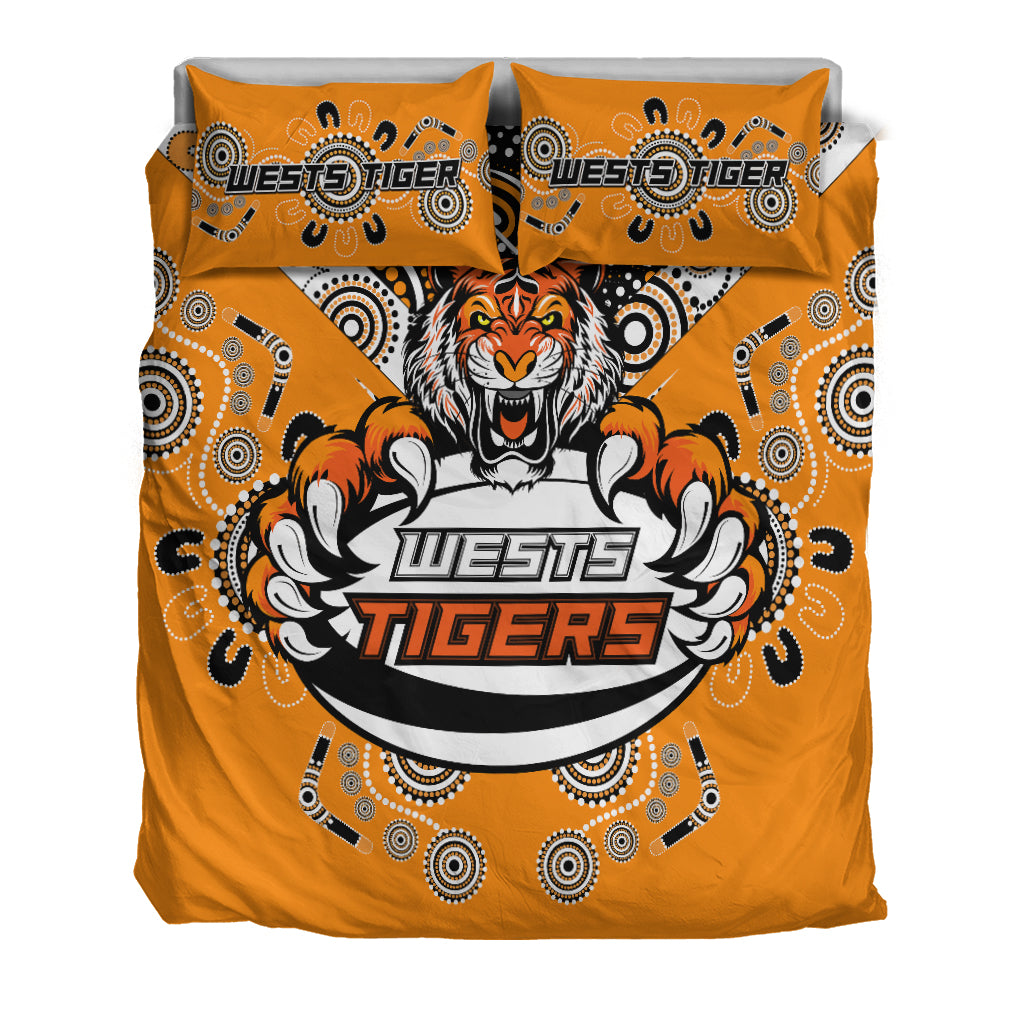 Wests Tiger Rugby Aboriginal Pattern Bedding Set - LT2