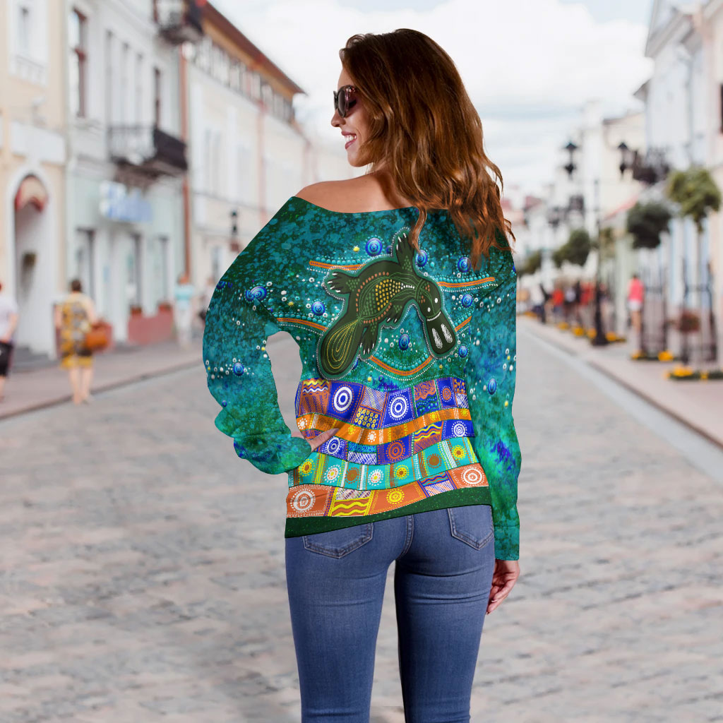 Aboriginal Platypus Painting Women Off Shoulder Sweater