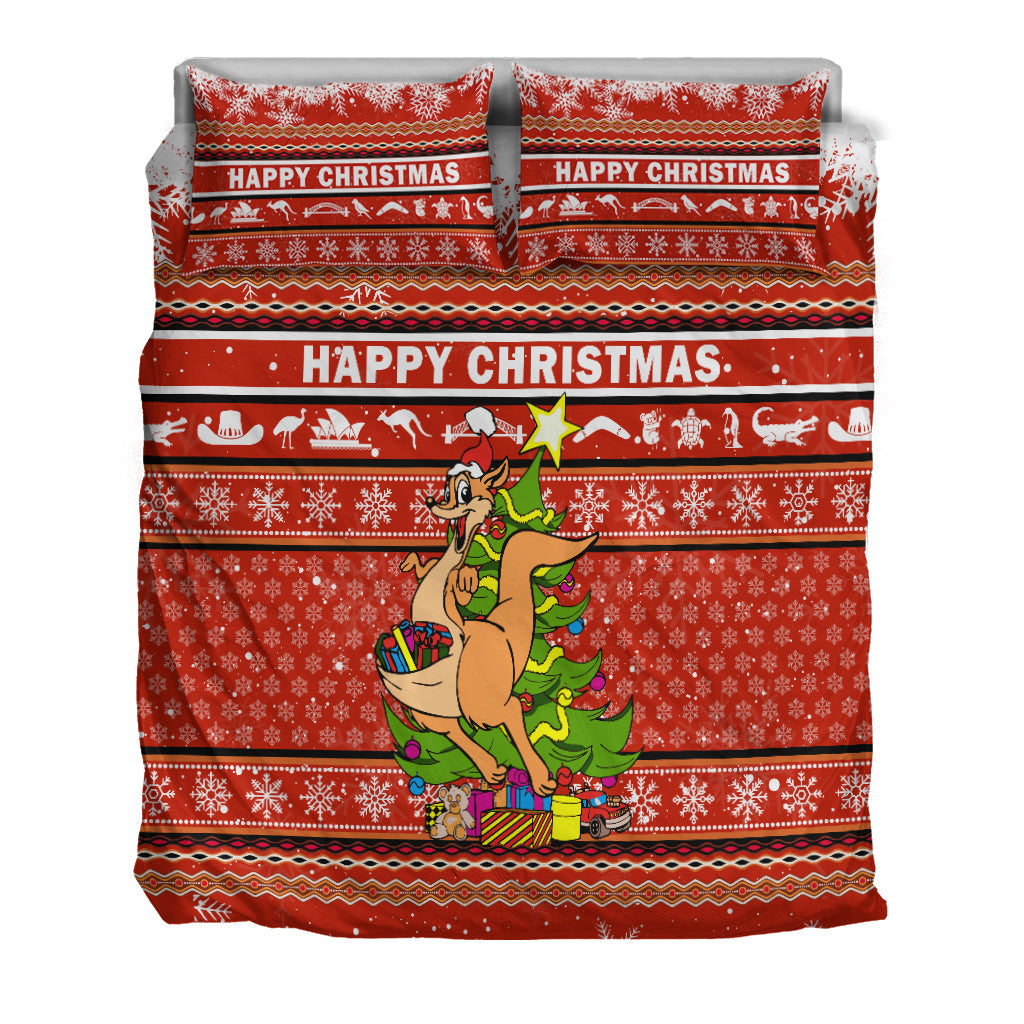 Australia Christmas Kangaroo Aboriginal Pattern Bedding Set - LT2