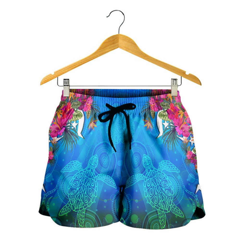 Women Short - Torres Strait Blue Sea With Hibiscus - Vibe Hoodie