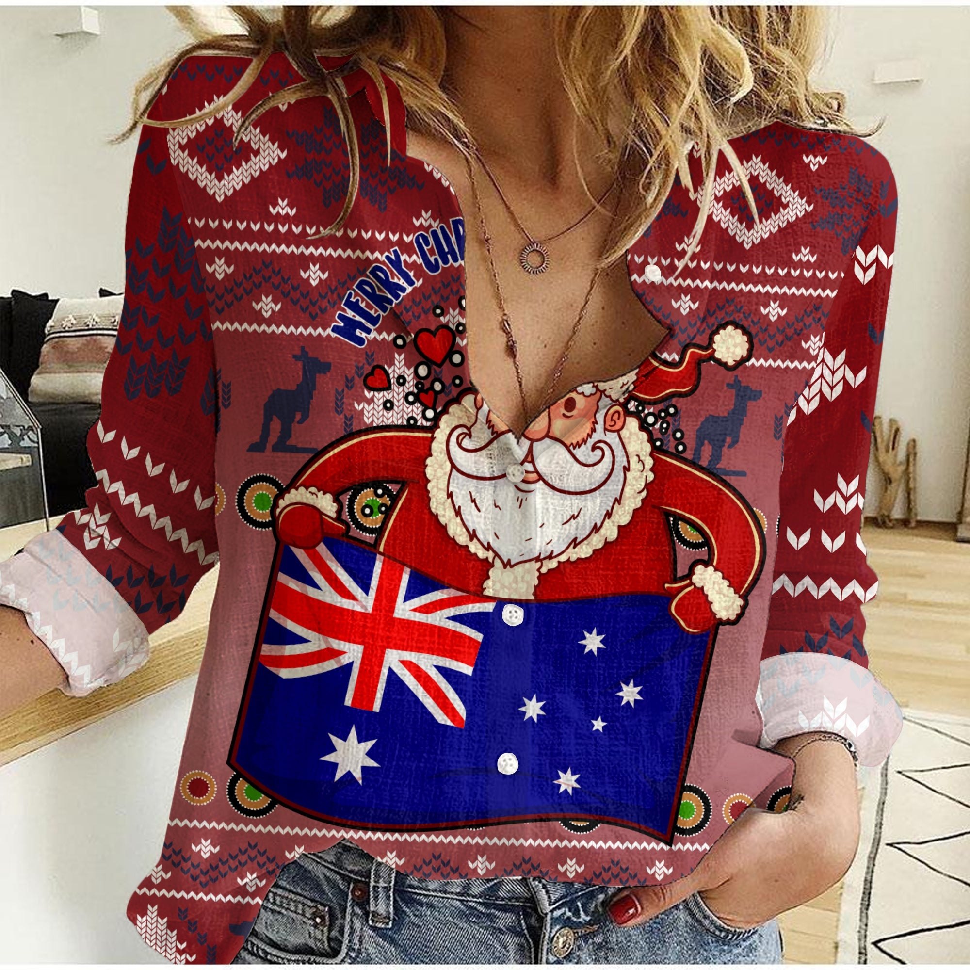 women-casual-shirt-christmas-australia-santa-claus-hold-the-flag-red