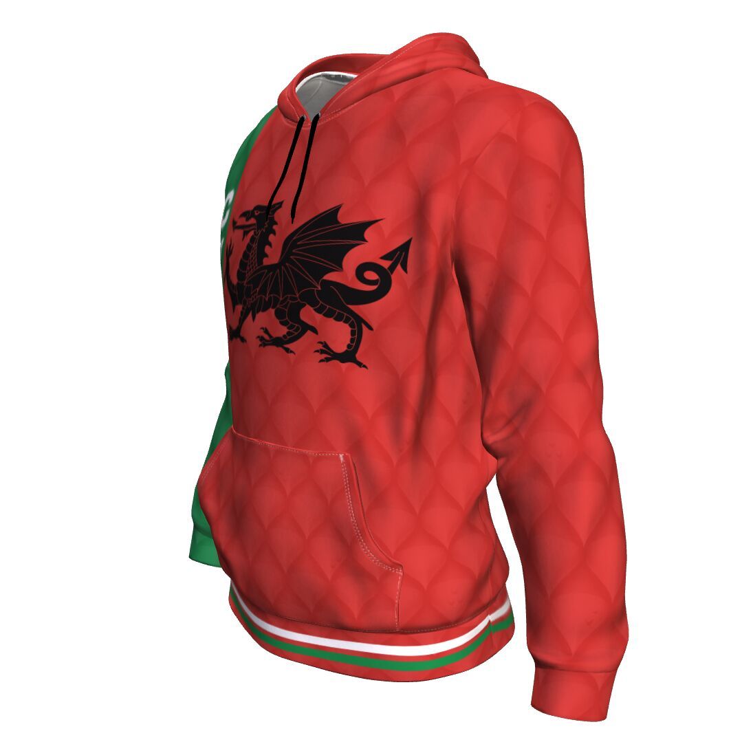 Wales Hoodie Rugby Dragon Scale