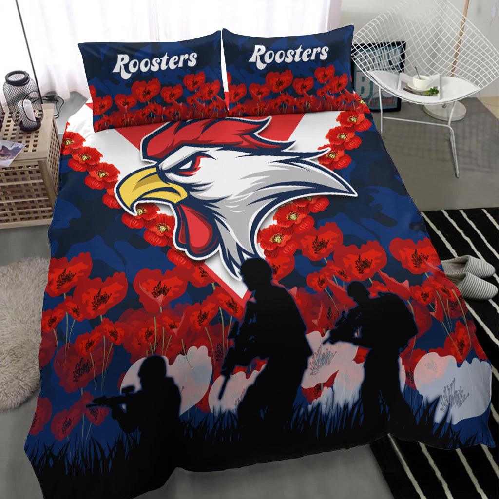 Roosters Anzac 2022 Bedding Set We Will Remember Them LT13