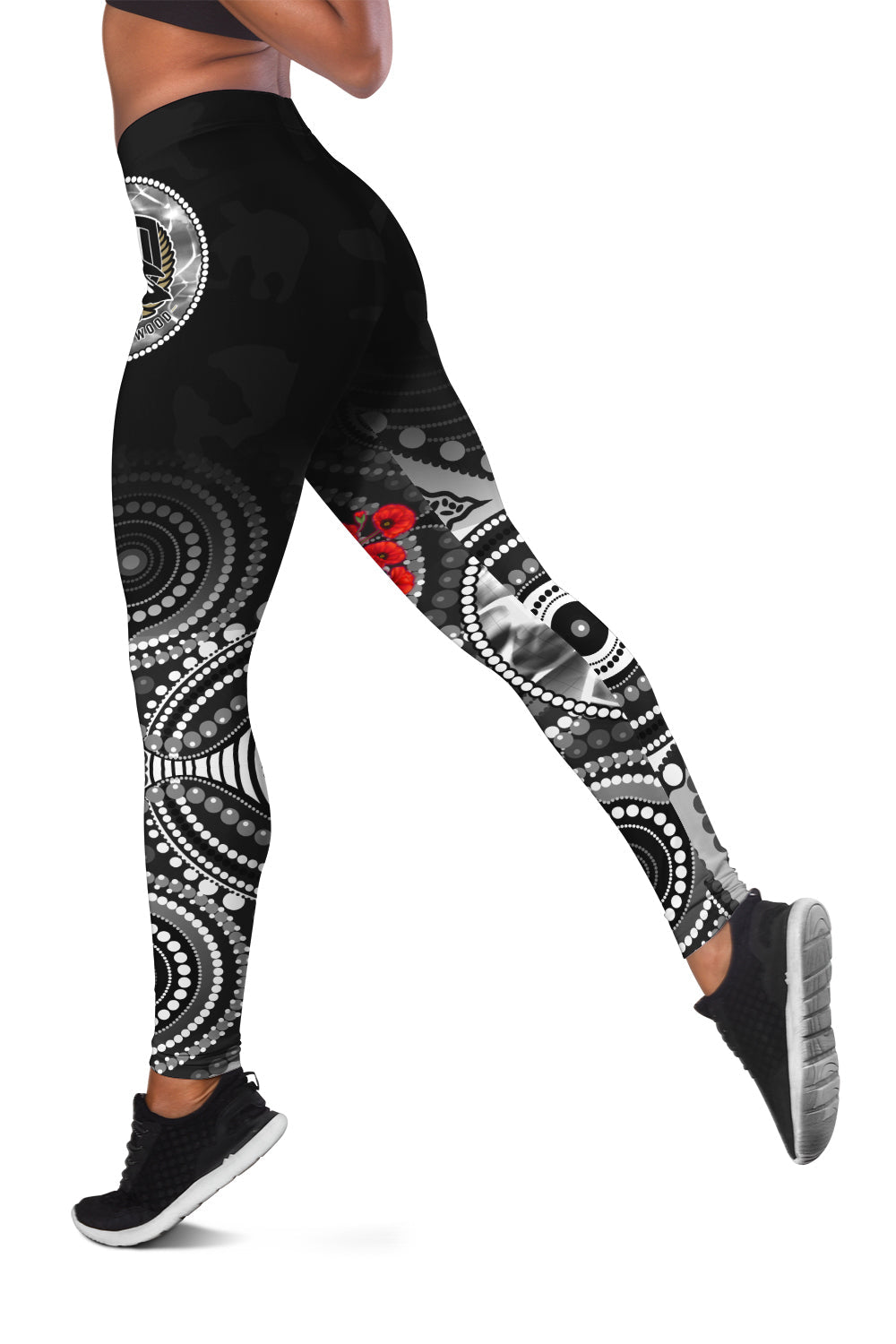 magpies-anzac-2022-women-leggings-collingwood-football-aboriginal-poppy-flowers