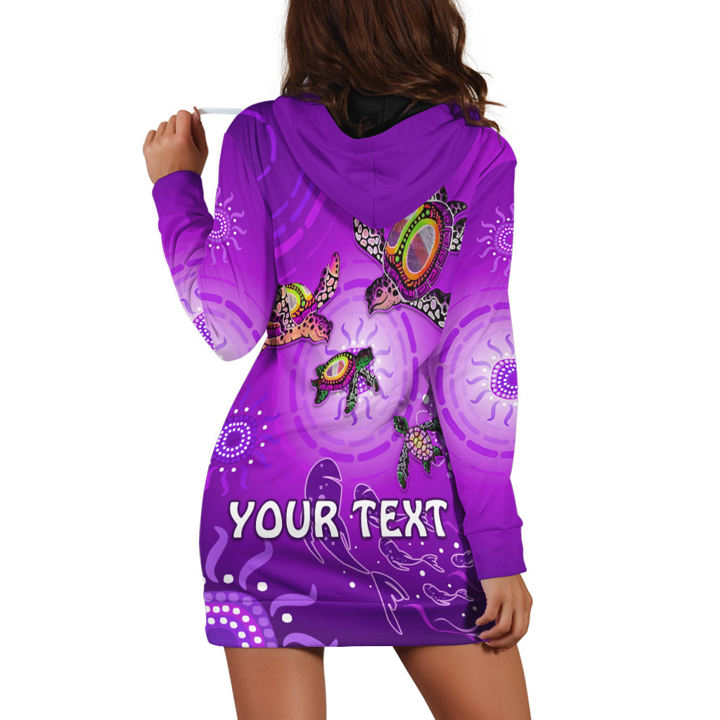 custom-personalised-australian-aboriginal-hoodie-dress-happy-turtle-family-version-purple