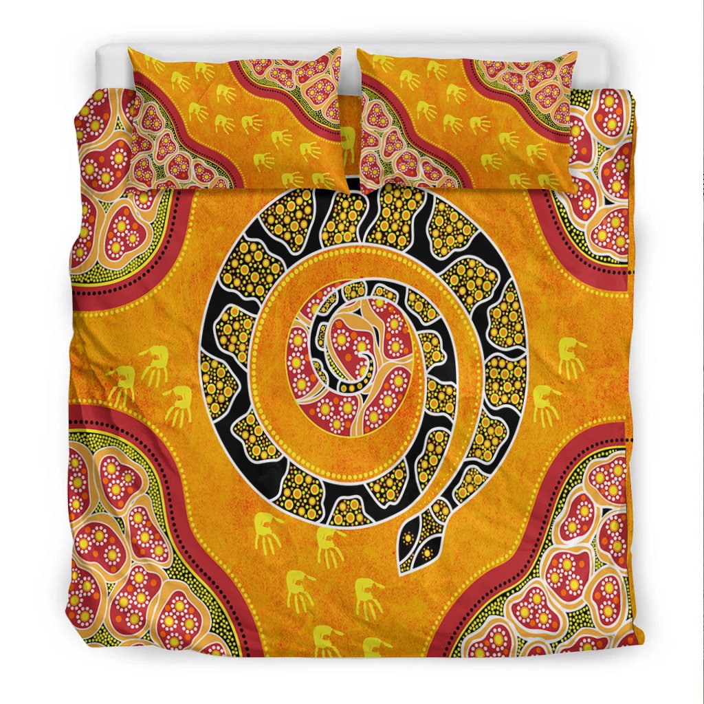 bedding-set-aboriginal-unique-style-snake-orange-color-2021